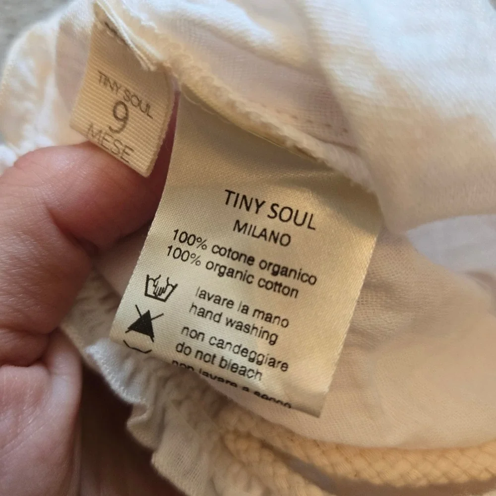 Tiny Soul Milano Baby Organic Cotton Gauze Romper Cream 9M Italy Boho Halter